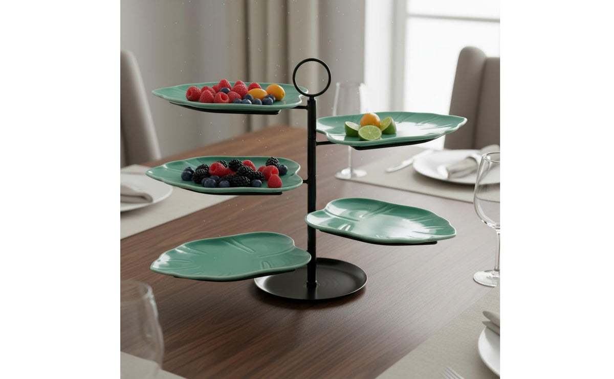 5-Tier Ceramic Stand Sturdy Construction Tiered Serving Tray Easy to Clean