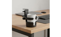 Space Saving Attach-on Cup Holder No Drilling Required Attach-on Desk Cup Holder Easy Installation Office Supply Anti-Slip Grip for Chair Armrest, Wheelchair, Treadmill
