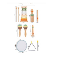 6 Pieces Children's Percussion Set Natural Wooden Musical Instrument Set Toddler Percussion Instrument Kit Early Learning