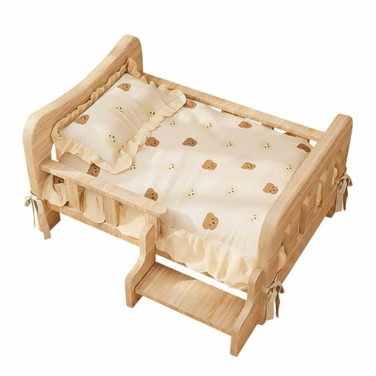 Wooden Dog Bed Easy to Clean Wooden Pet Cot Strong Load Bearing for Indoor
