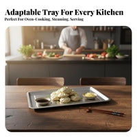 adaptable Rectangular Food Tray Easy to Clean Rectangular Serving Tray long-lasting Kitchenware adaptable Use for BBQ lovers, Party Planners, Restaurant, Barbecues, Kitchen preparation, Cafeteria