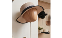 Mannequin Head Display Rack Wood-Grain Wall Mount Hairpiece Stand Reusable Hat Display with Wall Mount for Salons, Boutiques
