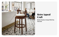 timeless design rotating Stool with Backrest Vintage Design Counter Chair Padded Seat Indoor Seating Built-in Footrest for Bar Owners, Homeowners, Adults, Restaurant, Cafe, Kitchen Island, Dining Room