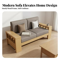 Rubber Wood Frame Sofa Firm Foam Solid Wood Sectional Sofa Sturdy Construction Textile Cushion Couch Set for Families, Apartment Dwellers, Home