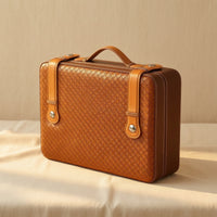 Wood-Lined Tobacco Travel Case Woven-Texture Travel Humidor Hard-Shell Tobacco Humidor Compact for Aficionados, Golf Course, Office