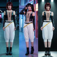Sleeveless Cosplay Costume with Belt Cropped Cosplay Outfit Fitted Costume with Belt Layered for Cosplayers, Anime Fans, Photoshoots, Stage Performances