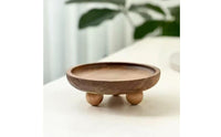 Decorative Key Tray Minimalist Design Footed Wood Tray Multipurpose Tabletop Organizer for Entryway, Desktop, Dresser