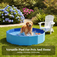 Sturdy PVC Material Foldable Dog Pool Easy Setup Collapsible Dog Bathtub With Drain Plug Foldable Pet Pool Multipurpose for Dogs, Pets, Kids, Outdoor, Indoor, Backyard, Patio