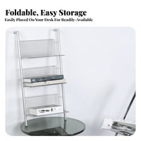 Foldable Multi-Tier Display Rack Sturdy Frame Magazine Holder Adjustable Height