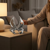 Butterfly Sculpture Silver Alloy Art Piece Decor Reflective Figurine for Homeowners, Living Room