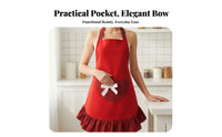 Polka Dot Apron Cute Design Bow Tie Back Apron Customizable Fit Women's Kitchen Smock for Waitresses, Culinary Artists, Restaurant, Cafe, Cooking