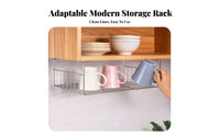 Space-Saving Slide-on Wire Rack Easy Reach Under-Cabinet Basket Mesh Grid Shelf Organizer No-Drill Installation for Homeowners, Renters, Students, Kitchen, Pantry, Bathroom, Closet