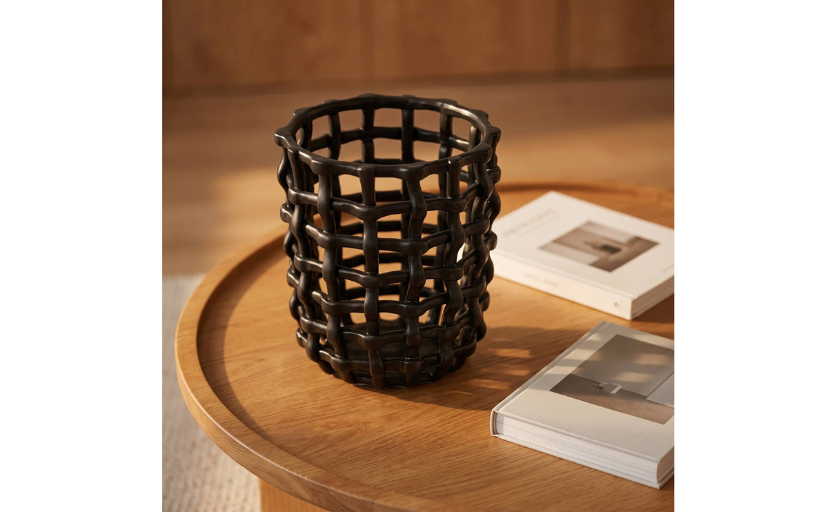Container with Lattice Structure Decorative Tabletop Organizer Hollow Vase for Decorators, Desk