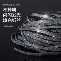 50g Glitter Black Shredded Paper, Sparkly Hamper Filling, Crinkle Cut Raffia Ribbon Grass for Easter Baskets, Gift Box Packaging, Wedding Favours & DIY Crafts