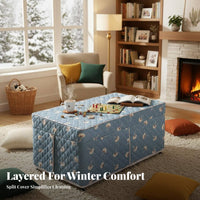 Quilted Heating Table Cover Extra Warm Padded Electric Heater Table Blanket Machine Washable Home Textile for Seniors, Families
