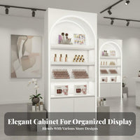 Cosmetic Display Shelf Multi-Layer Space Beauty Salon Shelving Unit Versatile Design Lighted Display Cabinet for Hobbyists, Bedroom, Living Room, Cafe
