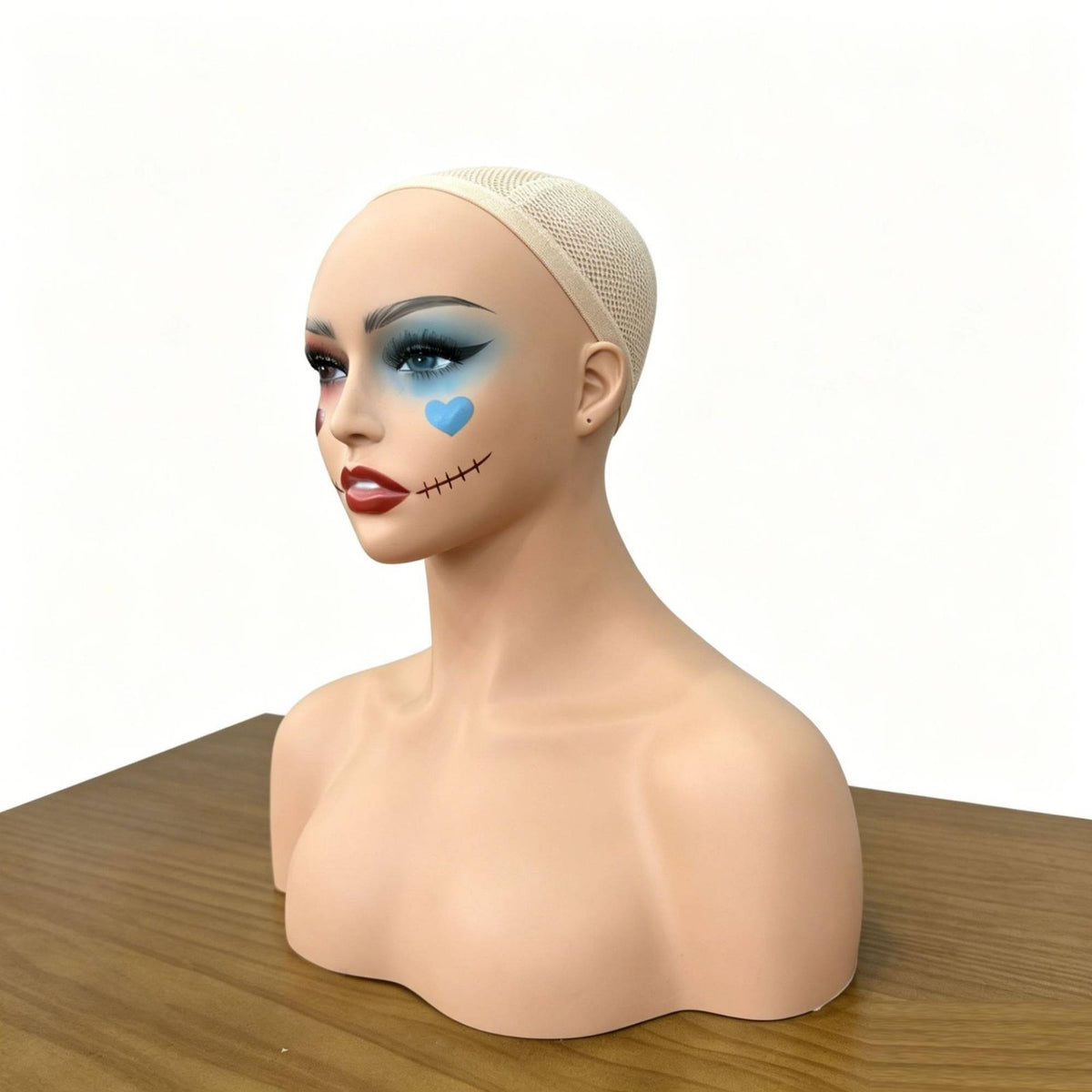 Hairpiece Display Head Semi-Matte Finish Pin Insertable Mannequin Head Stable Base Hat Display Stand Prop for Show