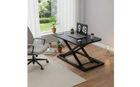 Single-Hand Adjustment Sit to Stand Desk Converter Space-Saving Height Adjustable Desktop Converter Minimal Assembly Height Adjustable Desktop Riser Waterproof Surface for Gamers, Students, Professionals
