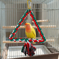 Solid Wood Parrot Toys for Budgies, Cockatiels and Lovebirds, Climbing Rope and avian perch for Cockatiels, Finches