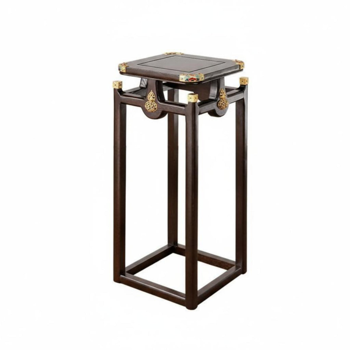 Chinese Design Oriental Flower Pedestal Zen Aesthetic Plant Stand Floor-Standing Home Furnishing Solid Wood Construction for Collectors, Living Room, Balcony, Entryway, Office