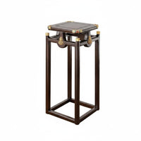 Chinese Design Oriental Flower Pedestal Zen Aesthetic Plant Stand Floor-Standing Home Furnishing Solid Wood Construction for Collectors, Living Room, Balcony, Entryway, Office