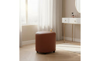 Soft Padded Seat Makeup Chair with Wheels Cream Design Storage Ottoman Stool Sturdy Wood Frame for Dressing Room