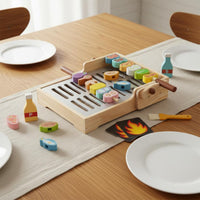 Wooden Barbecue Cooker Toy Educational Toy Barbecue Grill Interactive for Young Children