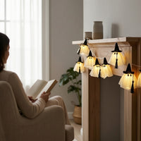 Warm Glow Ghost Lights with Witch Hats Indoor Ghost String Lights Festive Hanging Witch Hat Light Decor Spooky for Window Display, Photo Backdrop