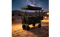 Foldable Wagon with Canopy All Terrain Folding Wagon with Canopy Folding Garden Cart Weather-Resistant Spacious for Campers