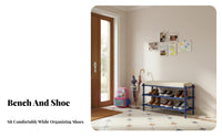 Padded Shoe Storage Bench Cushioned Seat Padded Shoe Rack Bench Multi-Functional Entryway Organizer for Homeowners, Guests, Hallway, Mudroom, Bedroom