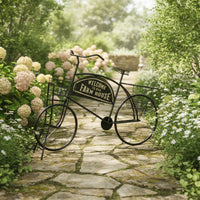 Pedal-Powered Plant Stand Farmhouse Pedal-Powered Flower Stand with Baskets