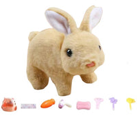 Walks and Makes Sounds Electric Walking Rabbit Toy Pretend Play Stuffed Bunny with Carrier Wiggling Ears for Children, Parties, Playroom