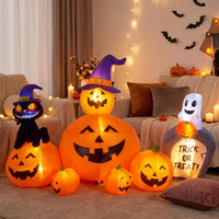 6 Pieces Inflatable Halloween Inflatables Outdoor Inflatable Yard Decorations Cute Inflatable Pumpkins with Ghost Spooky for Lawn, Garden