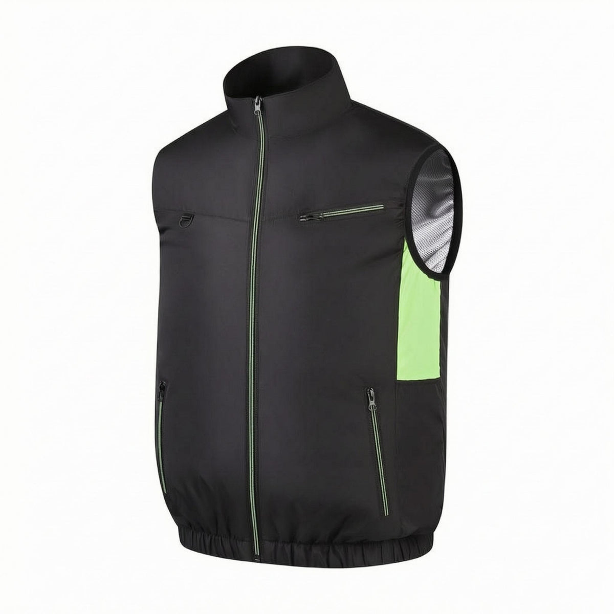 Mesh Side Panels Sleeveless Cooling Vest Zippered Pockets Zip Front Cooling Vest Breathable Clothing Stand Collar for Outdoor Summer
