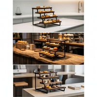Desktop Storage Rack 4-Tier Stepped Display Rack Tiered Display Stand Metal Shelving Unit Slimline for Bakers, Countertop