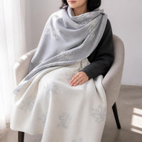 Jacquard Iris Thickened Scarf Shawl for Women - Versatile Warm Neck Wrap & Air Conditioning Blanket