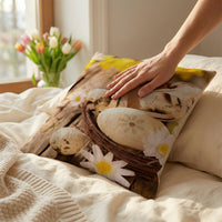 Easter Pillow Case Comfortable Easter Bunny Pillow Cover Breathable Material Printed Square Pillowcase for Homeowners, Families, Bedroom, Couch, Chair