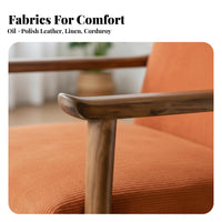 Upholstered Armchair with Wooden Frame Modern & Design Lounge Chair Curved Spinerest Thick Pad for Young Adults, Office Workers