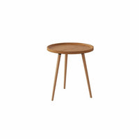 Space Saving Small Coffee Table Minimalist Design Wooden Nightstand Stable Tripod Base Home Furniture Thickened Tabletop for Balcony