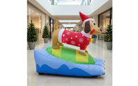 Holiday Inflatable Dachshund with Santa Hat Christmas Dachshund Inflatable Inflate Yard Decoration Lighted for Lawn