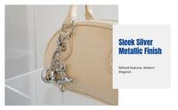 Silver Mini Crossbody Bag, PU Leather, Bowling Handbag, Stylish Shoulder Purse