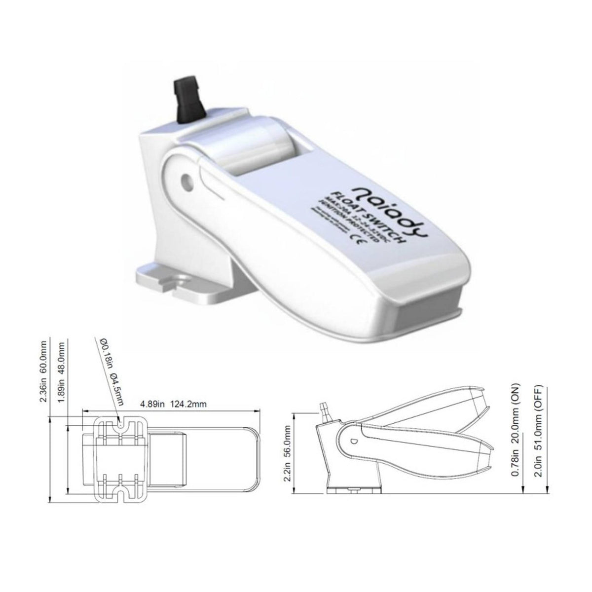 Submersible Automatic Buoyant Switch Corrosion-Resistant Bilge Pump Buoyant Switch Moisture-Proof for Industrial, RV, Research