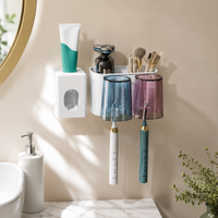 Manual Toothbrush Holder, Automatic Wall Mounted Toothbrush Organiser, Clear PET for Family Bathroom, Multiple Slots