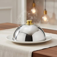 Mirror Finish Food Dome Thickened Stainless Steel Meal Cover Rust Resistant Dome Serving Lid for Banquet, Restaurant, Buffet