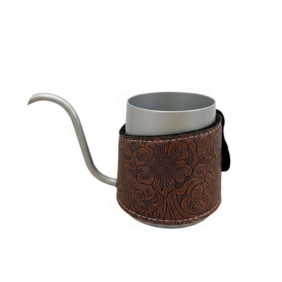 Coffee Pot with Leather Sleeve Nonstick Mini Coffee Dripper Pot Compact Gooseneck Kettle for Kitchen, Office