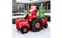 Inflatable Santa on vehicle Festive the Holiday Figure Giant Yard Decoration for Lawn