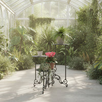 3-Tier Plant Stand Ornate 3-Tier Plant Shelf Heavy-Duty Furniture for Balcony