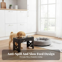 Detachable Design Adjustable Height Dog Feeder Easy to Clean Elevated Slow Feeder Dog Bowl Non-Slip for Growing Young Dogs, Large Dogs