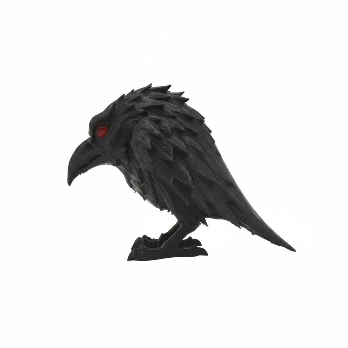 Raven Statue Illuminated-Red Eyes Ebony Raven Sculpture Hand-Painted Decorative Piece Piece for Shelf, Desk
