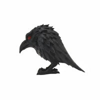 Raven Statue Illuminated-Red Eyes Ebony Raven Sculpture Hand-Painted Decorative Piece Piece for Shelf, Desk